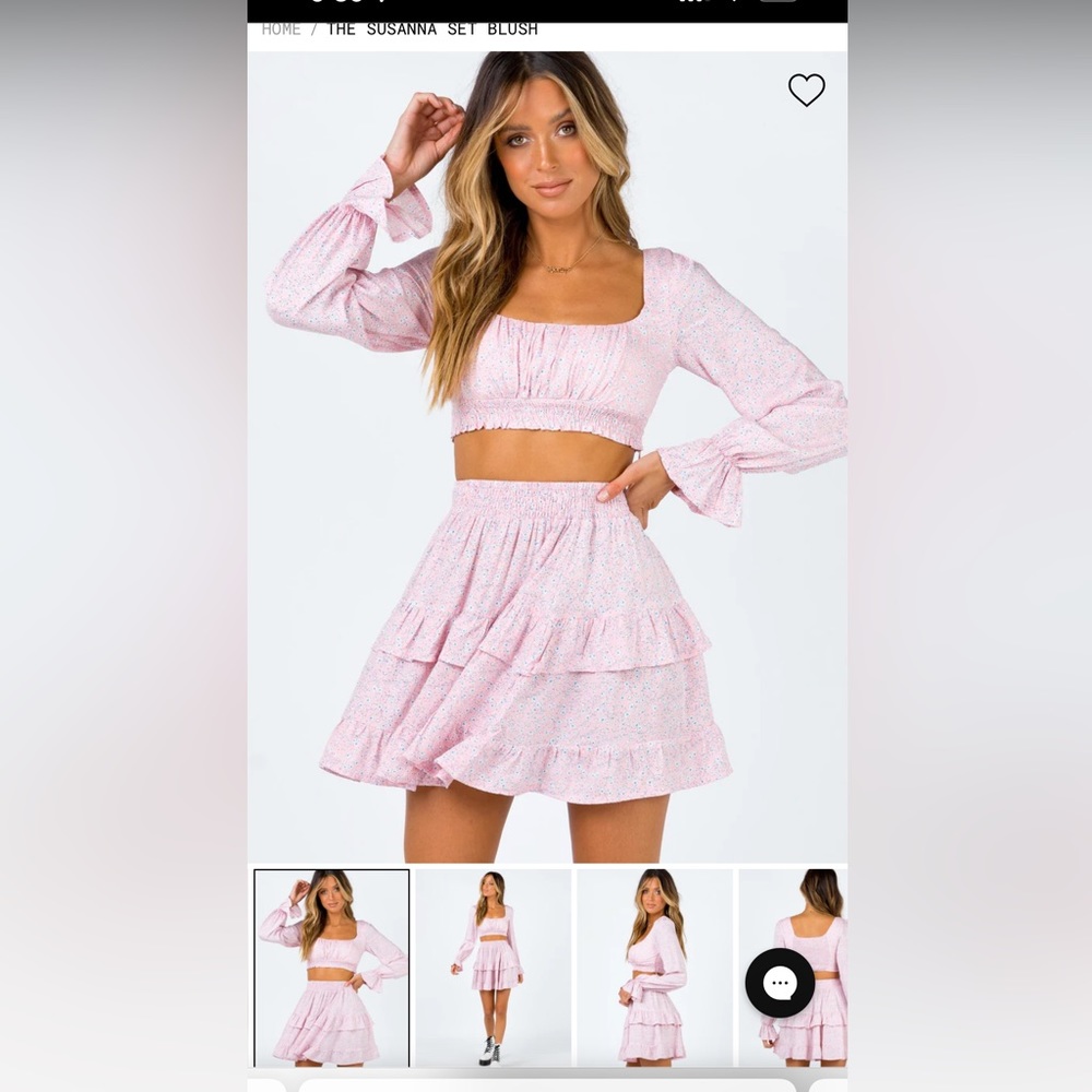 Never worn princess Polly Susanna blush set in pink. Retails for $78. Size 6 US